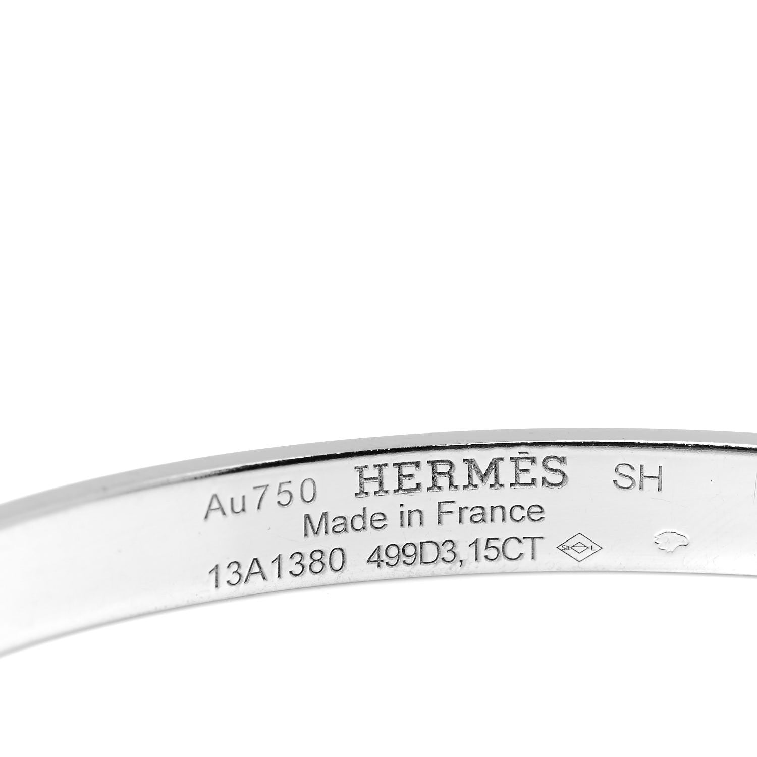 Hermes 18K White Gold Diamond Kelly Full Pave Bracelet SH 4 of 5