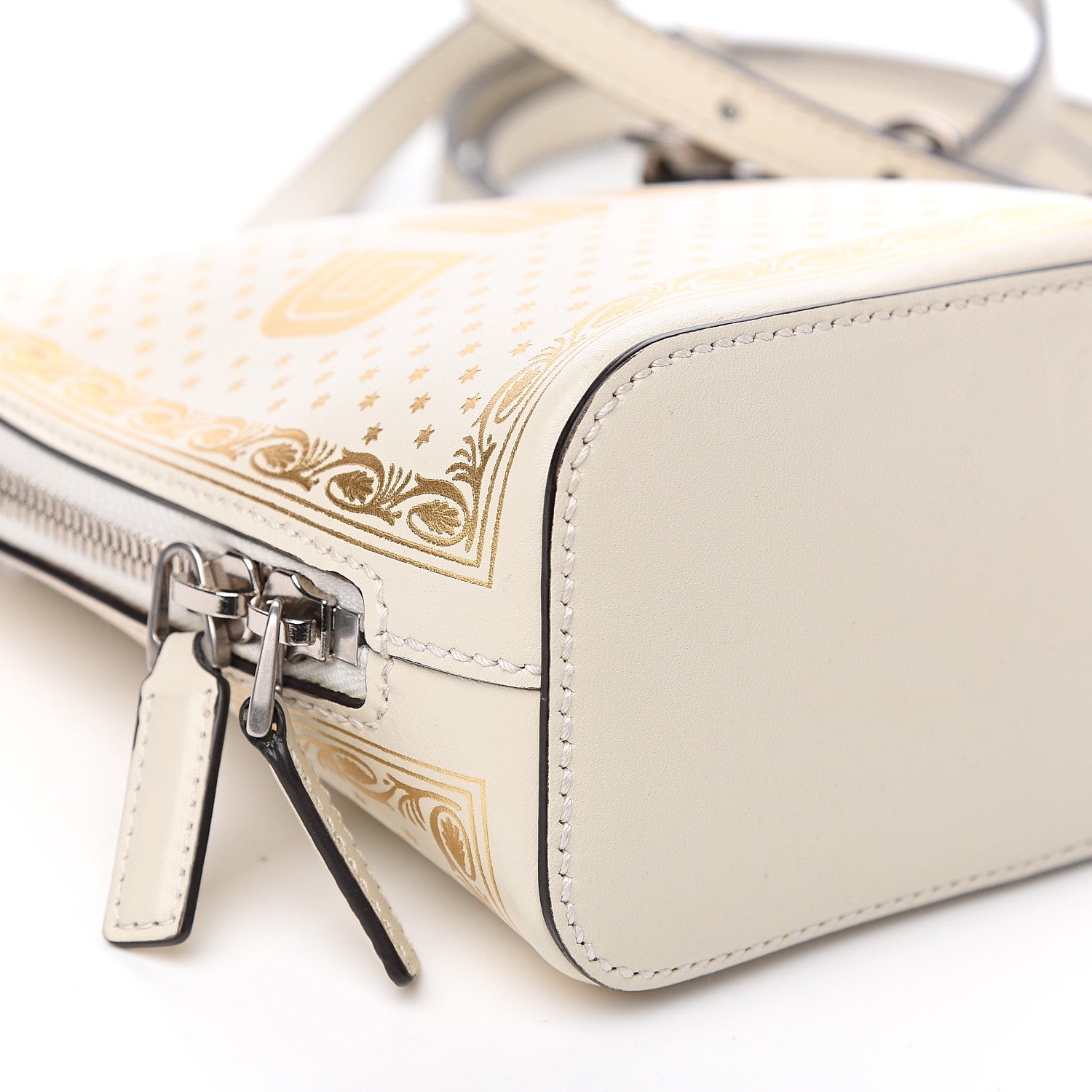 Gucci X SEGA Calfskin GUCCY Stars Mini Dome Shoulder Bag Mystic White Gold 7 of 8