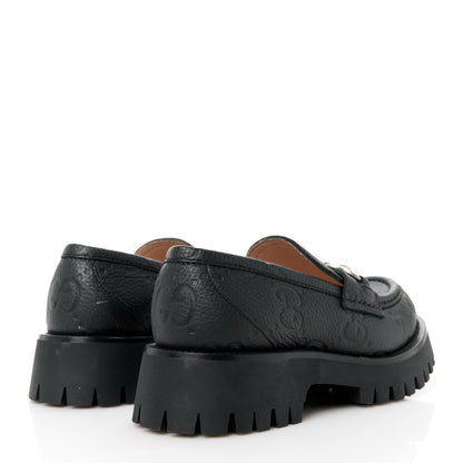 Gucci Piuma Calfskin Embossed Womens Platform Lug Sole Loafers 36.5 Black 4 of 11