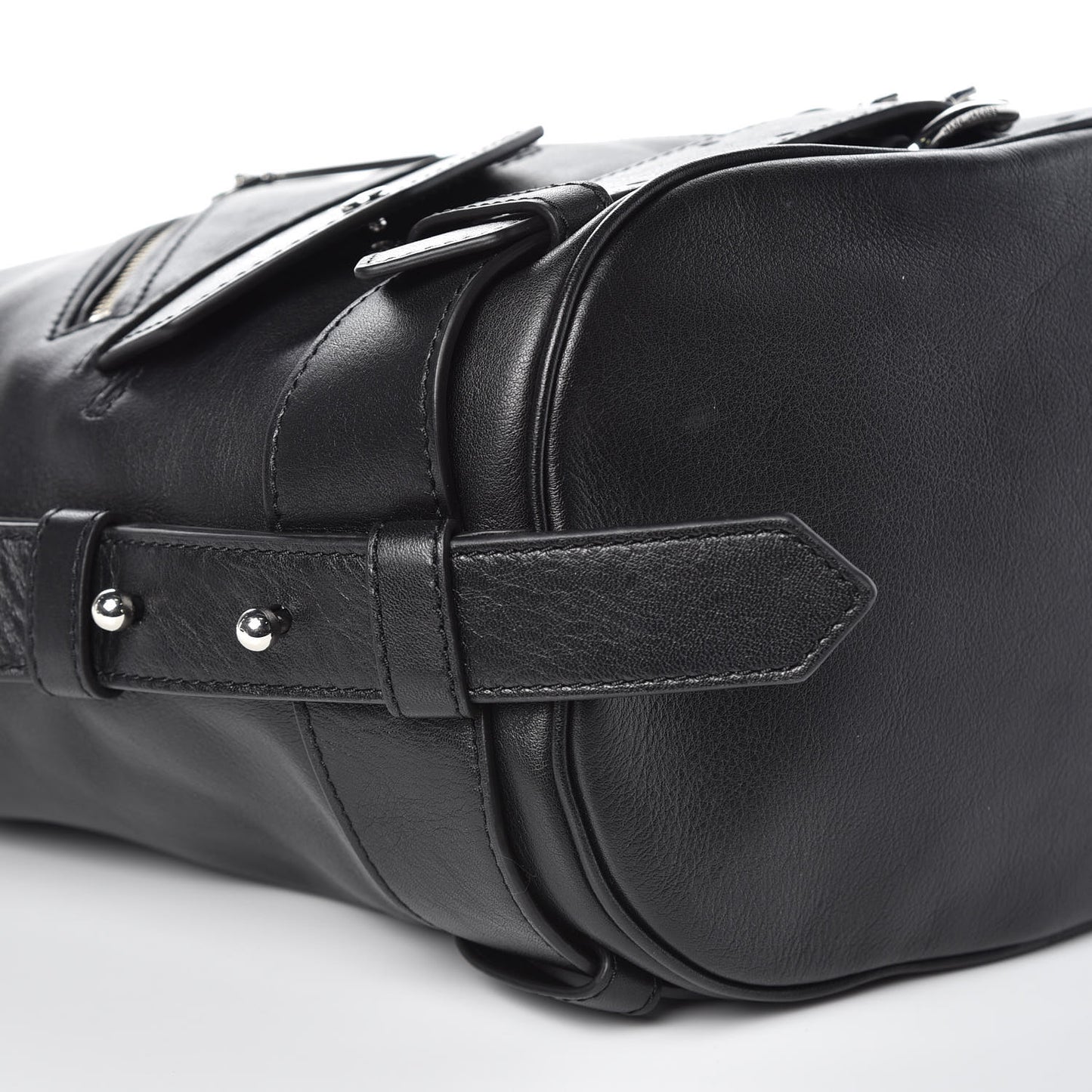 Calfskin Sling Moto Shoulder Bag Black