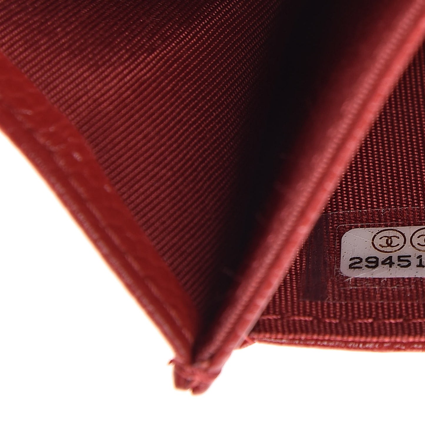 Caviar Camellia Embossed Card Holder Wallet Red