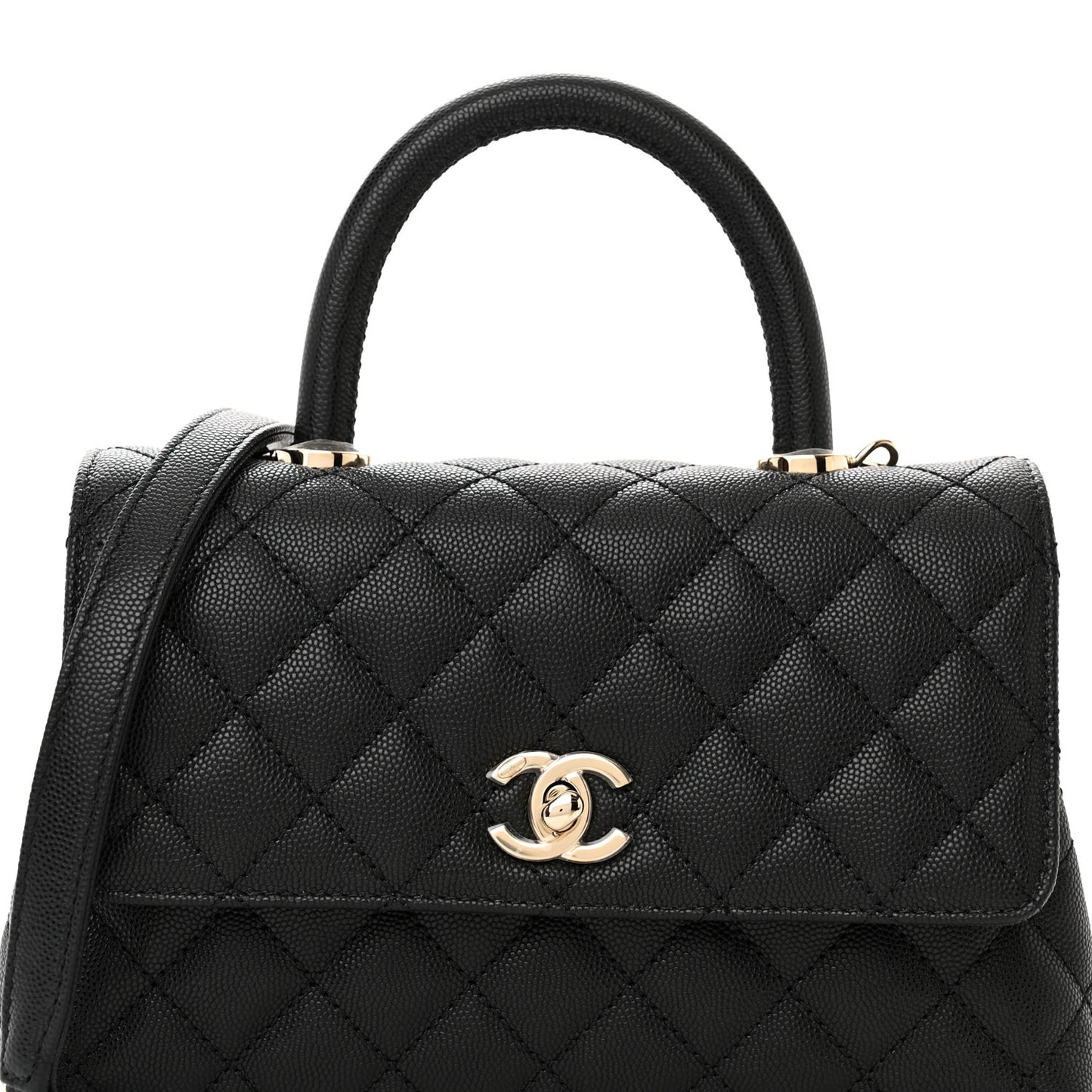 Caviar Quilted Mini Coco Handle Flap Black