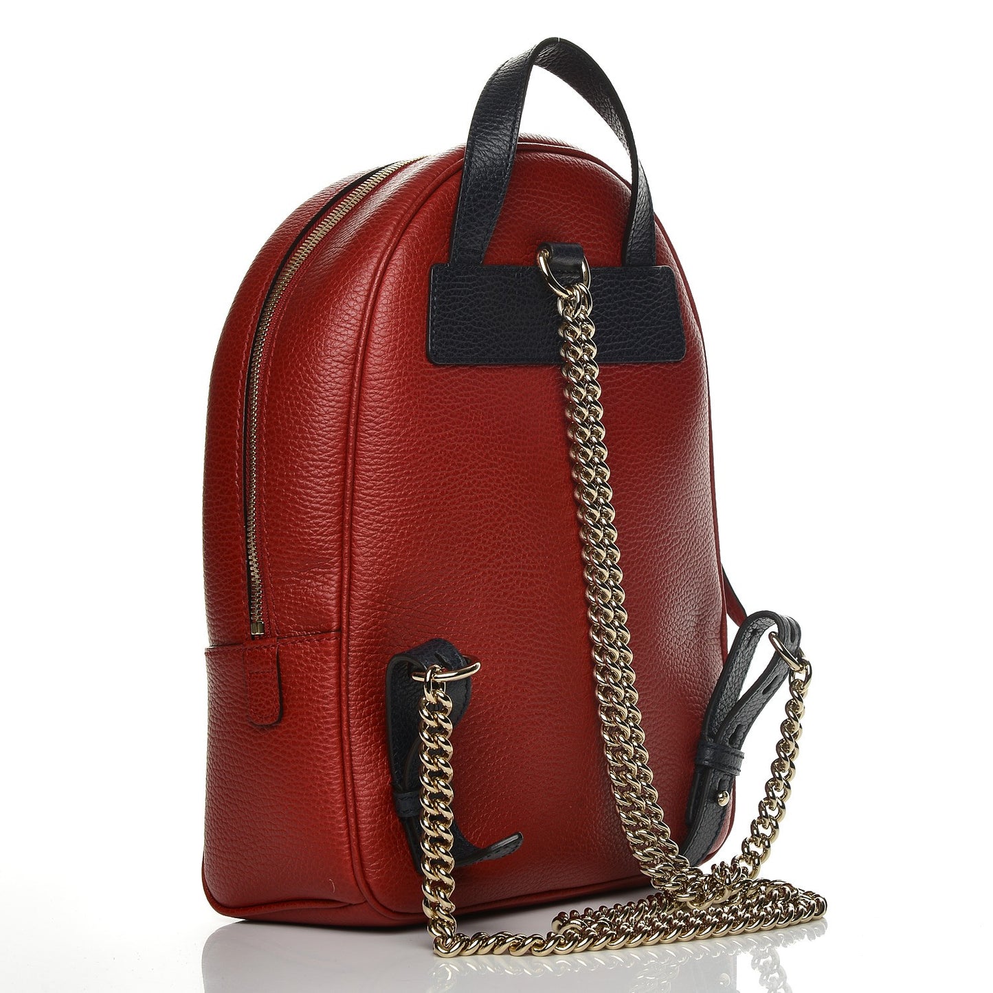 Pebbled Calfskin Bi-Color Soho Chain Backpack Red Navy