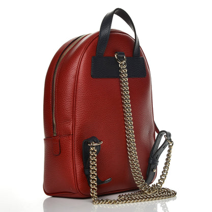 Gucci Pebbled Calfskin Bi-Color Soho Chain Backpack Red Navy 3 of 7