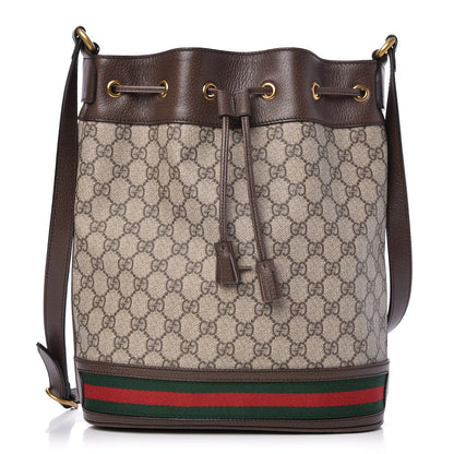 Gucci GG Supreme Monogram Web Ophidia Bucket Bag Brown 1 of 7