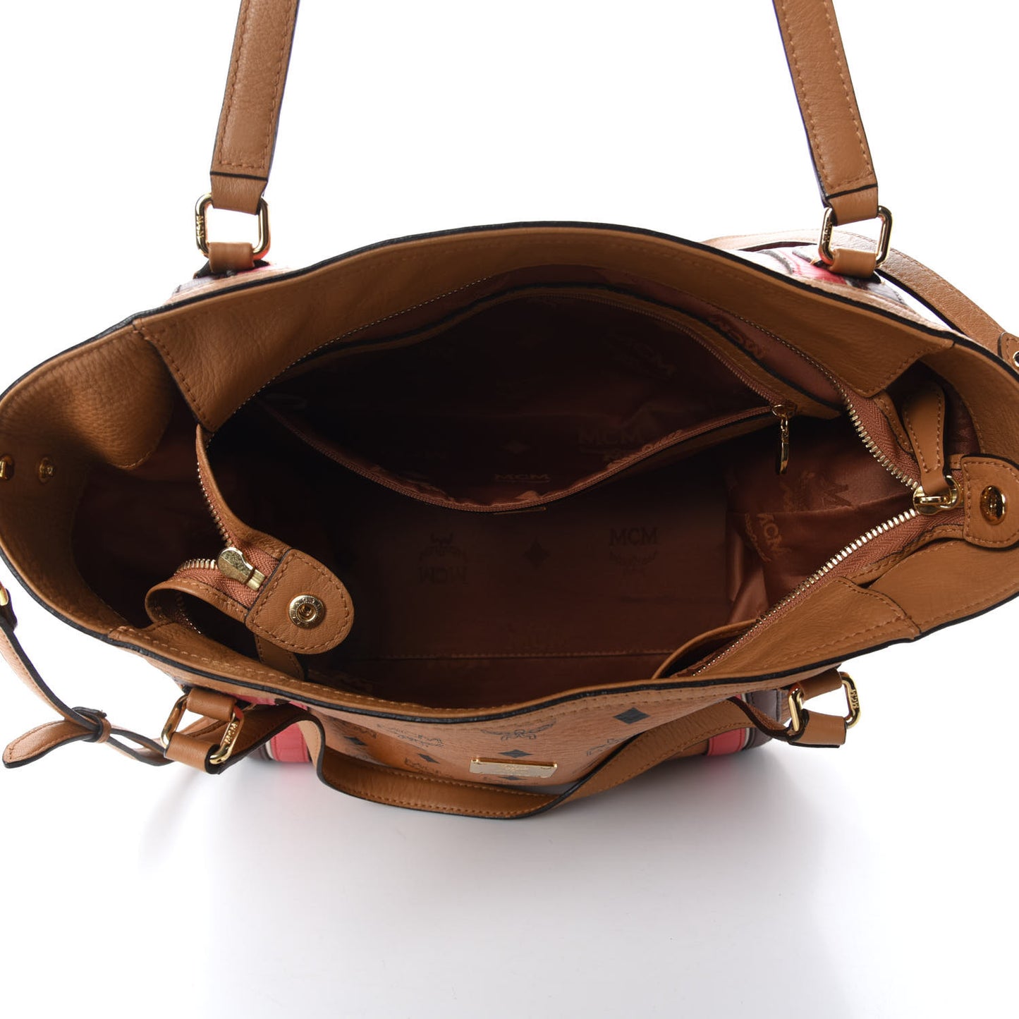 Visetos Striped Tote Cognac