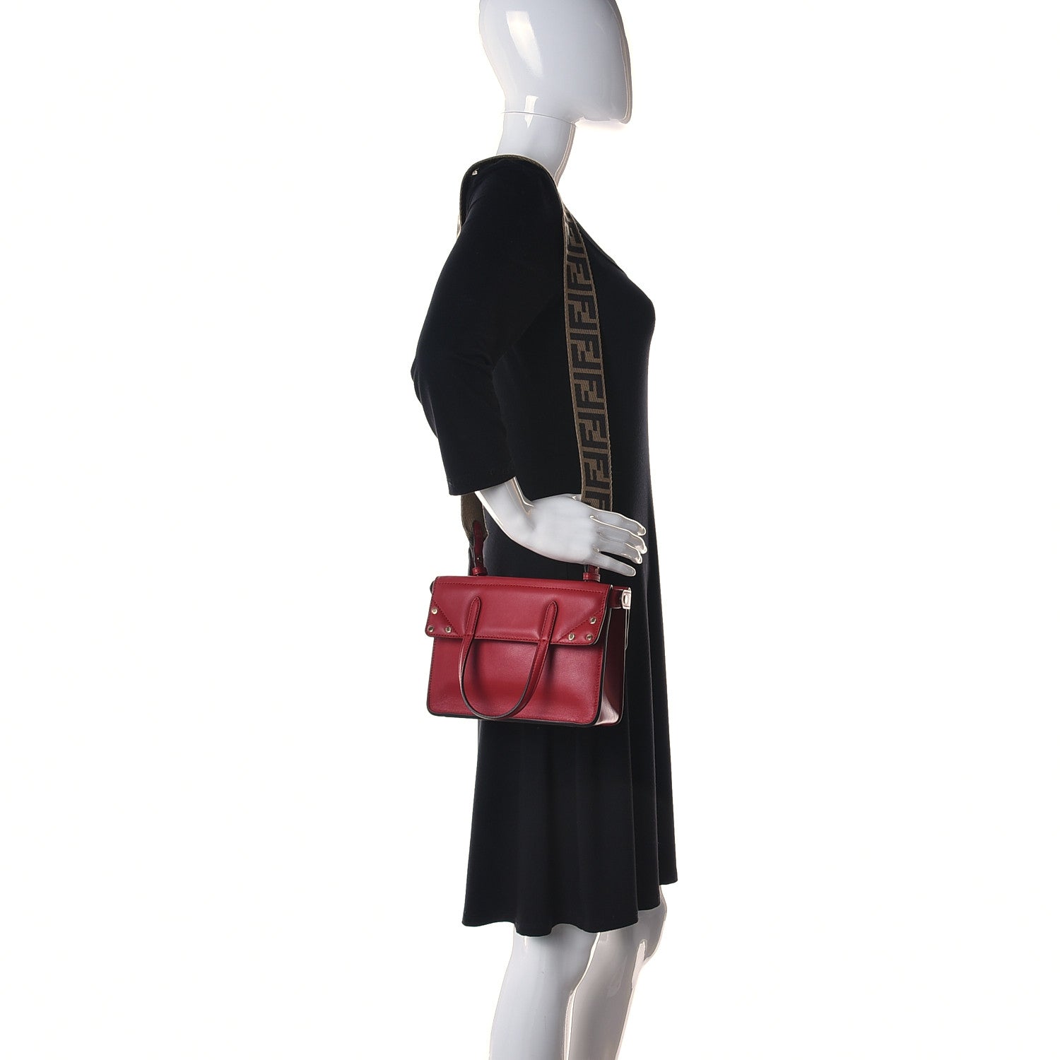 Fendi Vitello Grace Matte Small Flip Tote Fragola 2 of 11