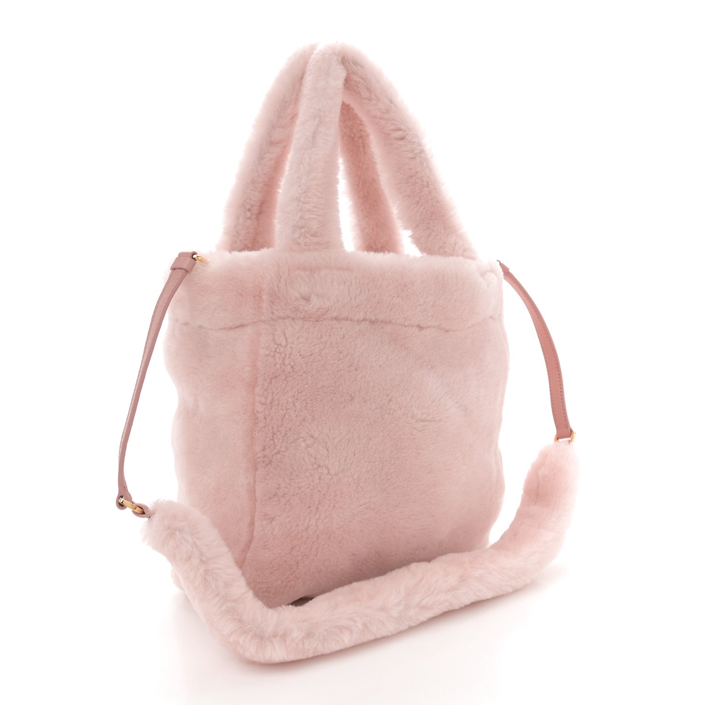 Shearling Logo Tote Bag Orchidea