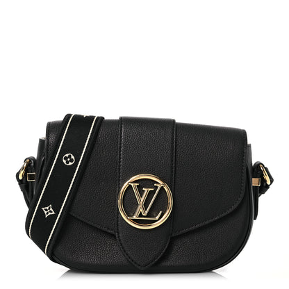 Louis Vuitton Grained Calfskin LV Pont 9 Soft PM Black 1 of 10