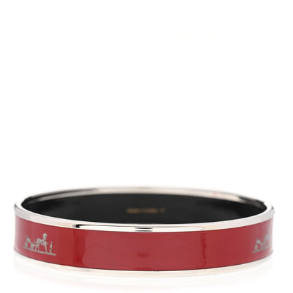 Hermes Enamel Printed Narrow Caleche Bracelet 62 Rouge H 3 of 6
