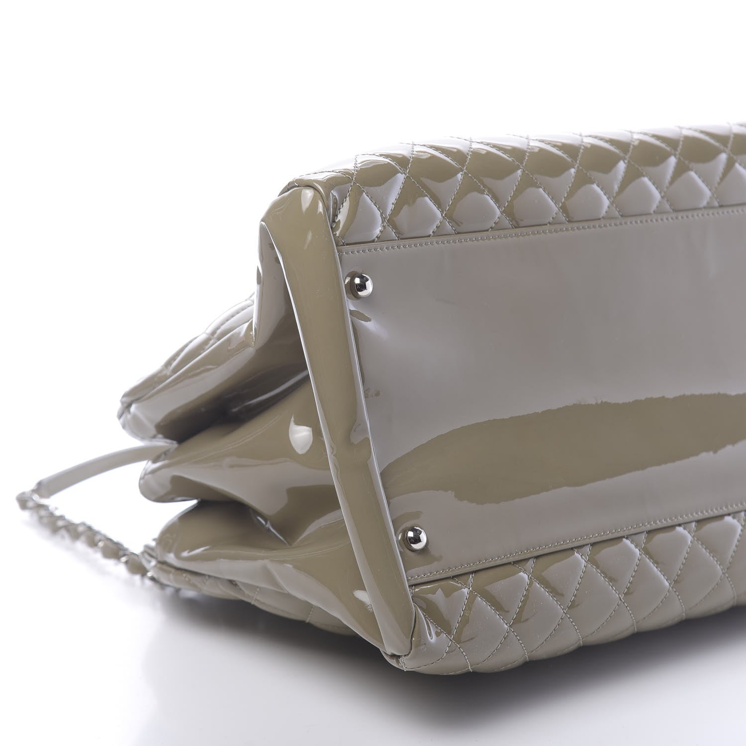 Chanel Patent Quilted Large Just Mademoiselle Bowling Bag Gris Fonce 9 of 10