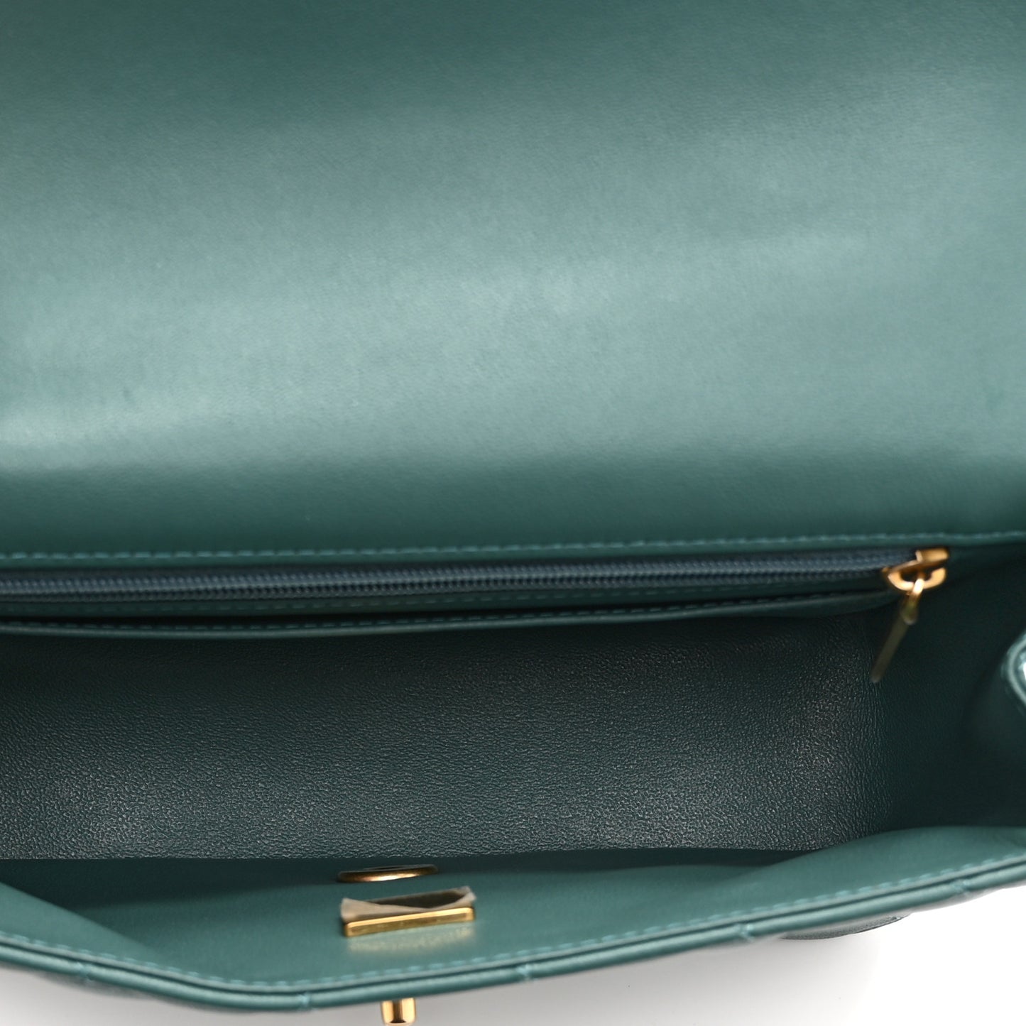 Lambskin Quilted Mini Top Handle Rectangular Flap Green