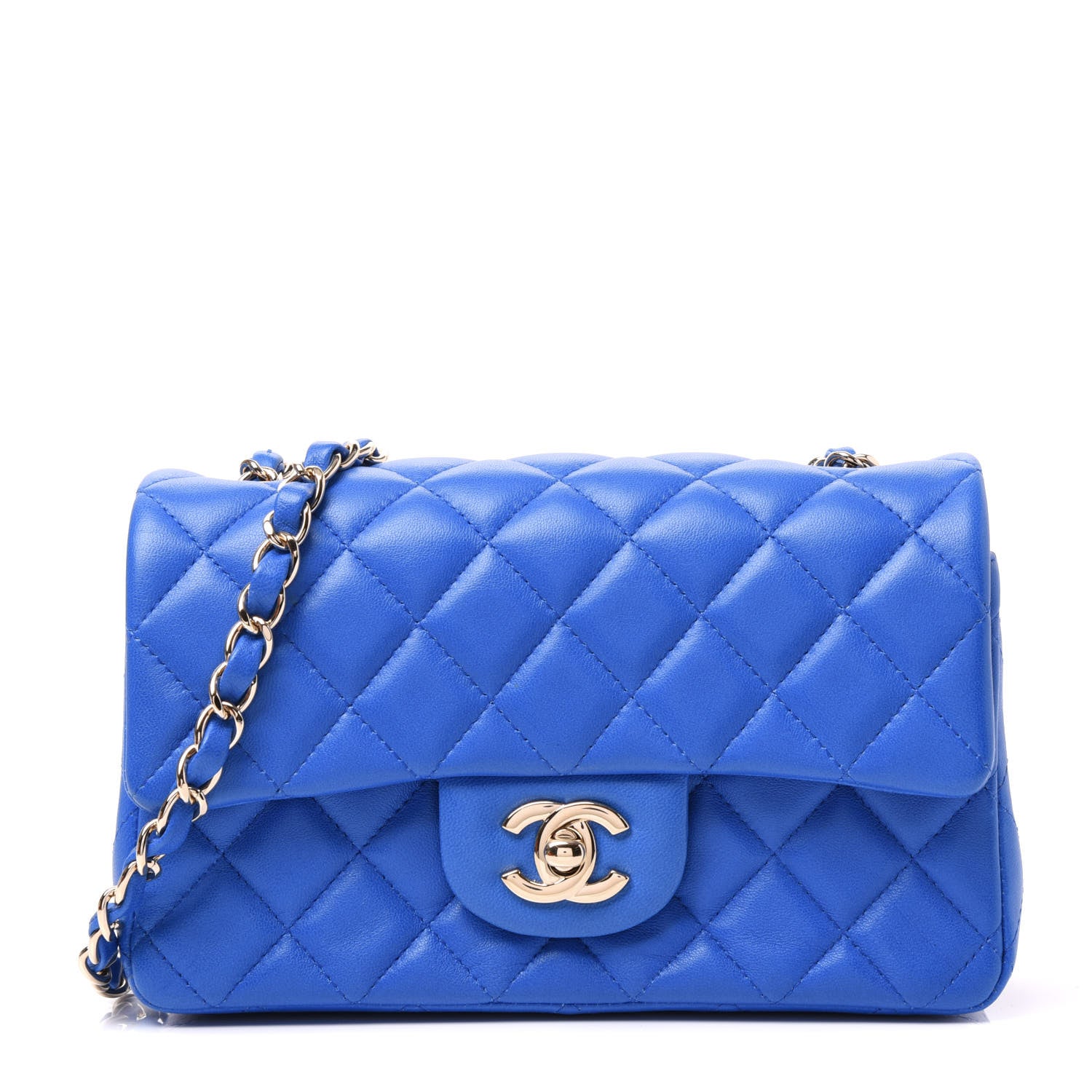 Chanel Lambskin Quilted Mini Rectangular Flap Blue 1 of 10
