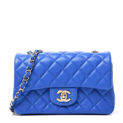 Chanel Lambskin Quilted Mini Rectangular Flap Blue 1 of 10