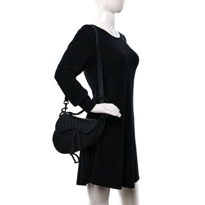 Christian Dior Calfskin Embossed Oblique Saddle Bag With Strap Black 2 of 10