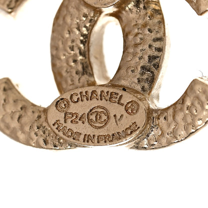 Chanel Crystal Mini Timeless CC Earrings Light Gold 4 of 5