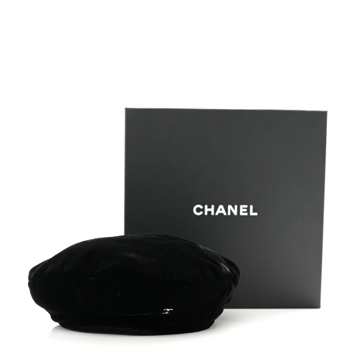 Chanel Velvet Beret Hat S Black 9 of 9