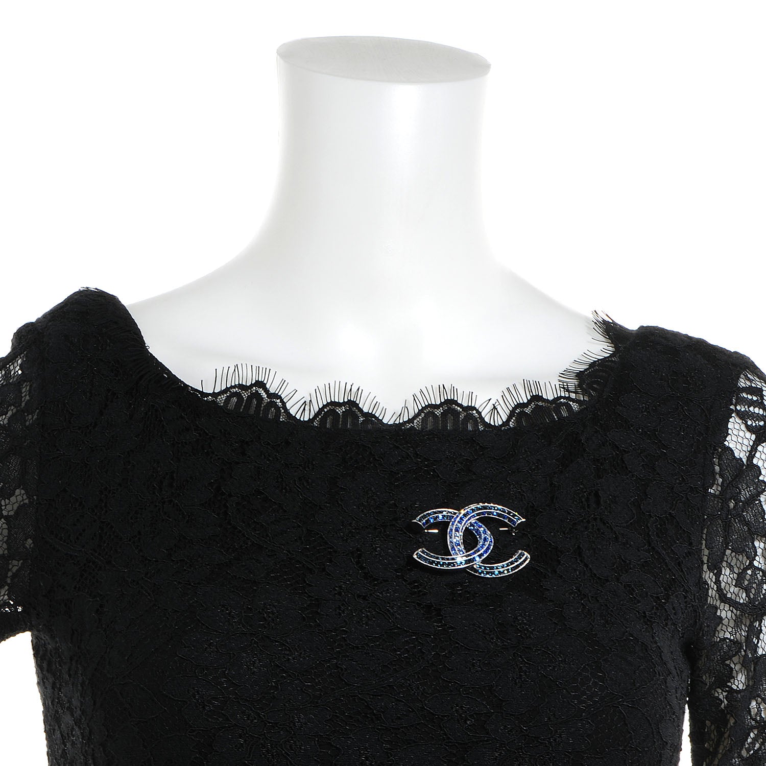 Chanel Crystal Baguette CC Brooch Blue 2 of 5