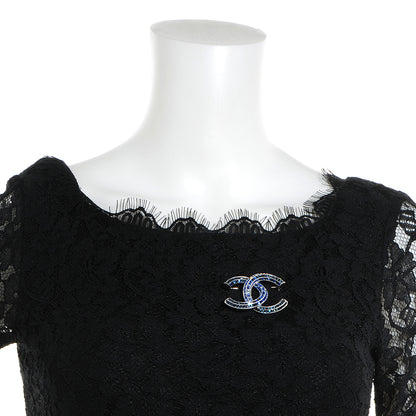 Chanel Crystal Baguette CC Brooch Blue 2 of 5