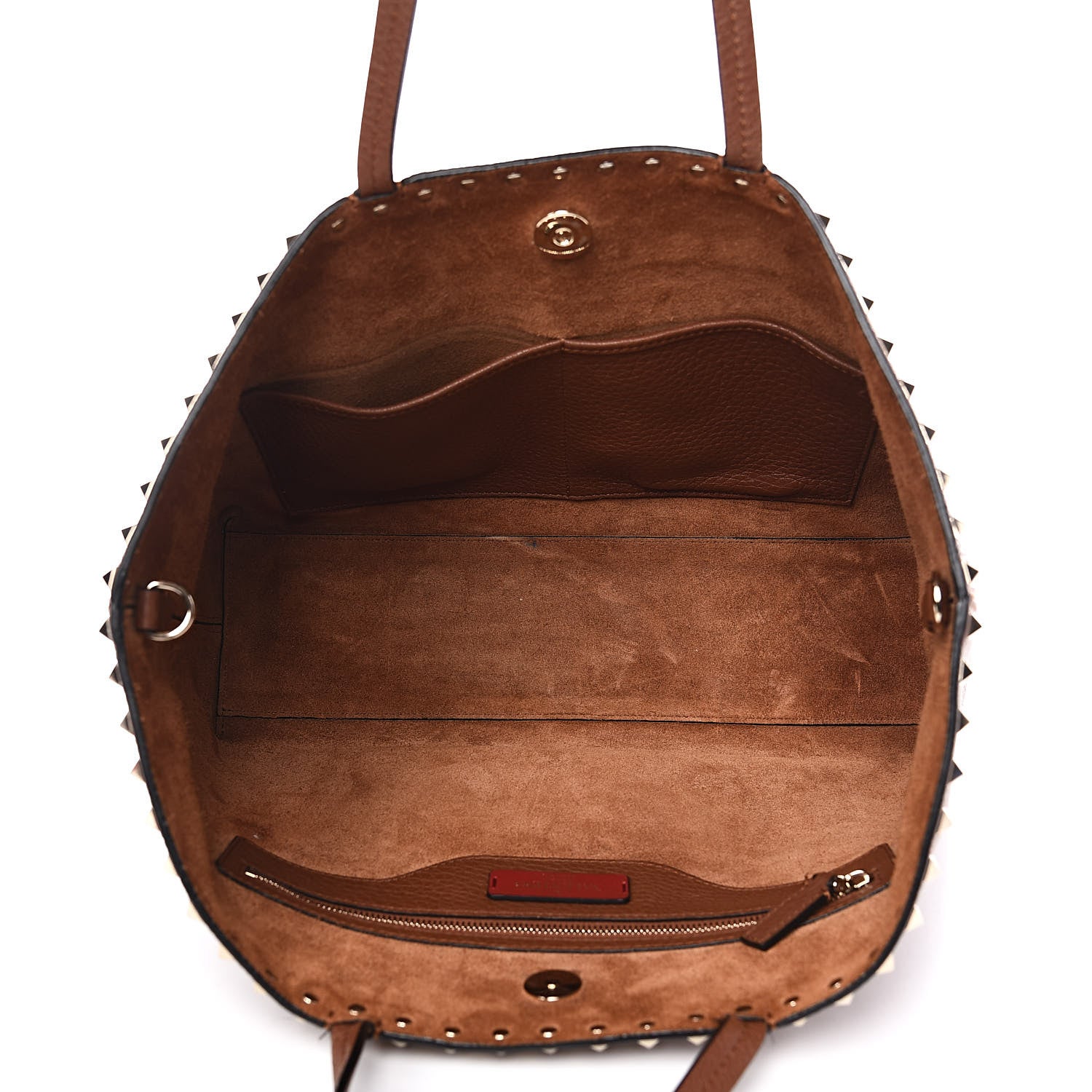 Valentino Garavani Grained Calfskin Small Rockstud Shoulder Tote Bright Cognac 5 of 20