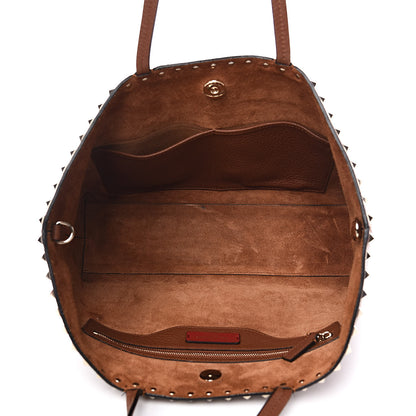 Valentino Garavani Grained Calfskin Small Rockstud Shoulder Tote Bright Cognac 5 of 20