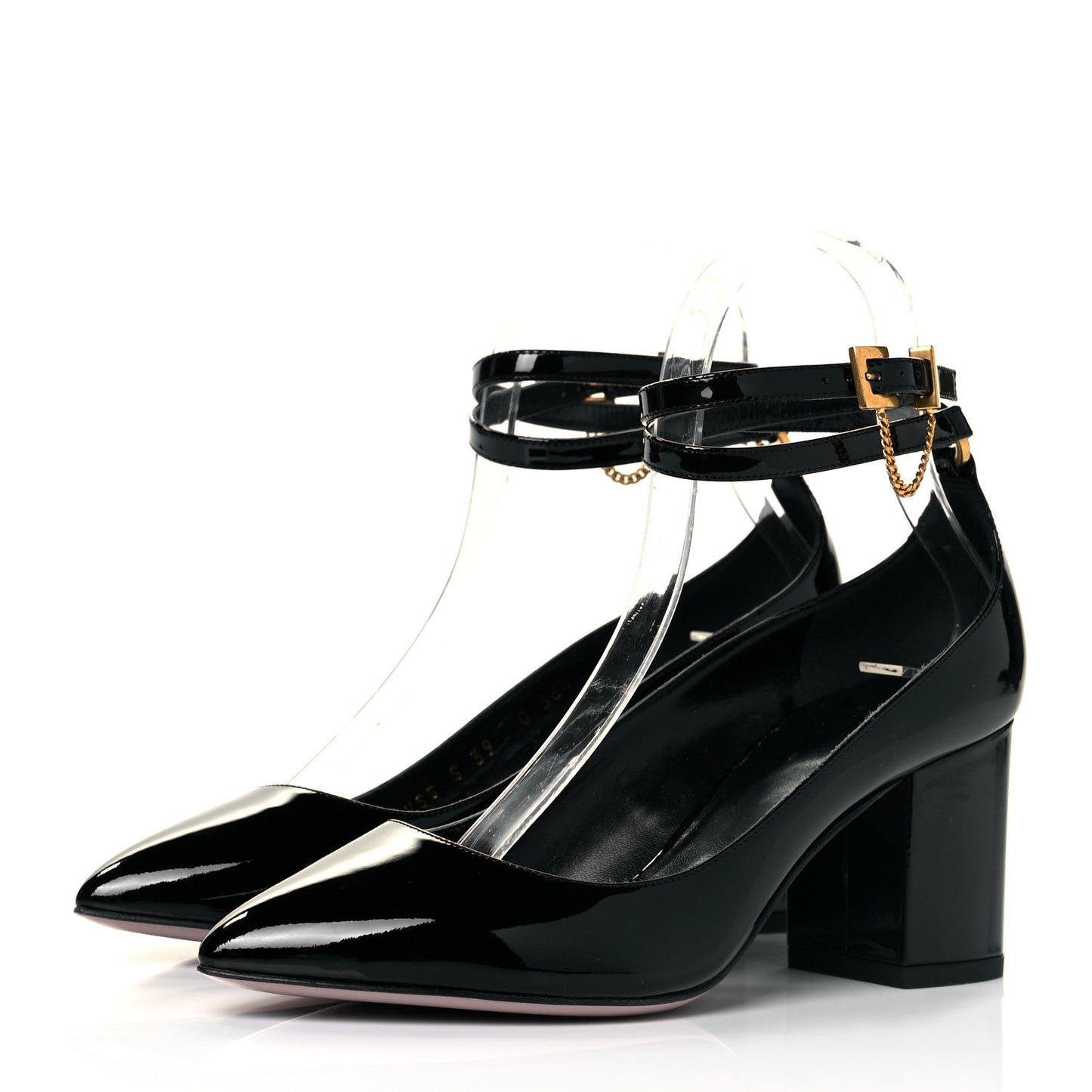 Patent Double Ankle Strap Pumps 36.5 Black