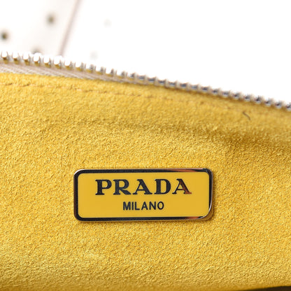 Prada City Calfskin Perforated Zip Around Tote Talco Mimosa 6 of 13