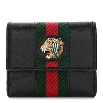 Gucci Textured Calfskin Web Rajah Trifold Black 1 of 10