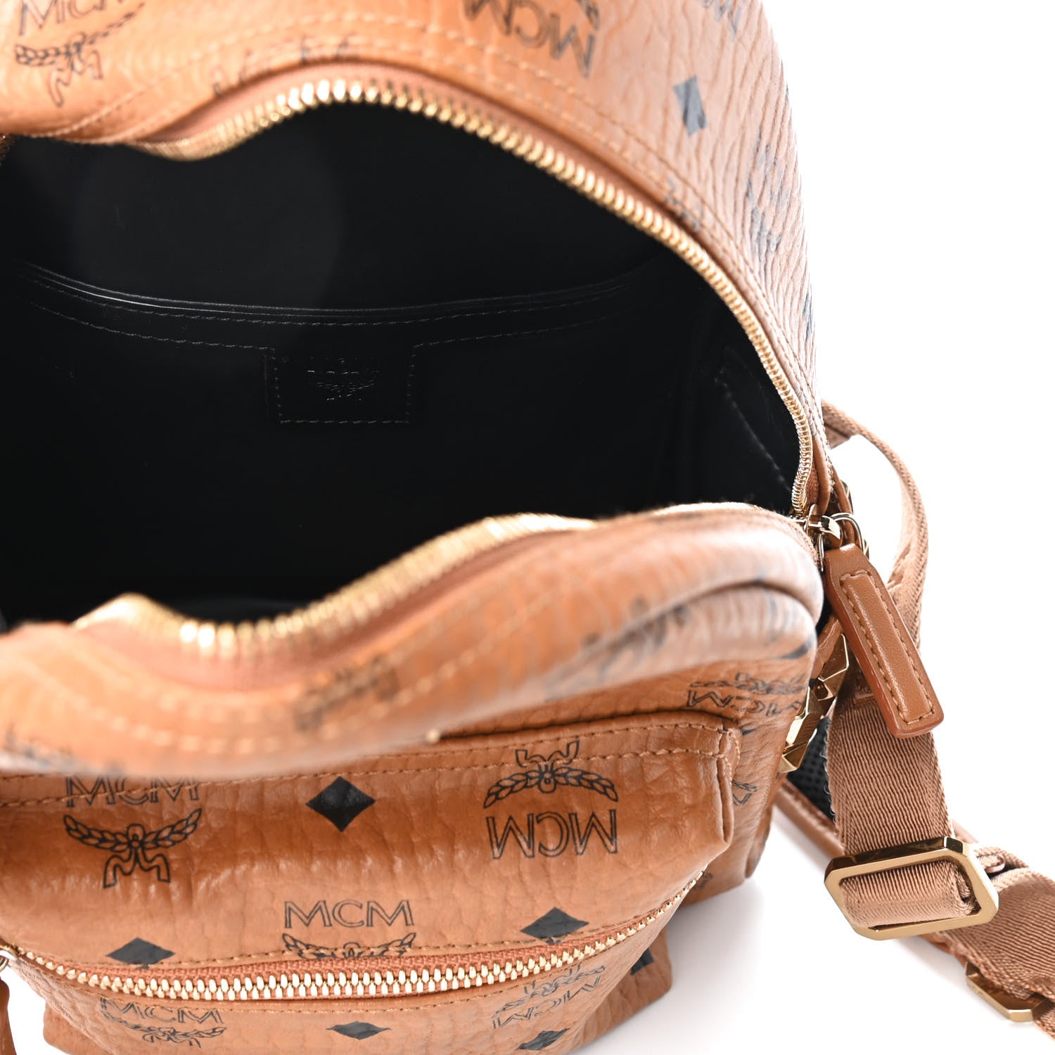 MCM Visetos Side Stud Mini Stark Backpack Cognac 4 of 4