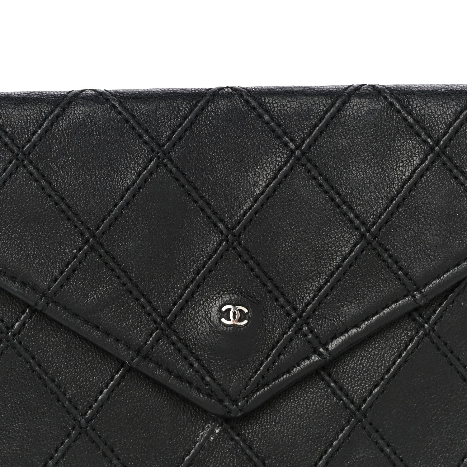 Chanel Lambskin Diamond Stitched Flap Wallet Black 8 of 13
