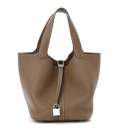 Hermes Taurillon Clemence Picotin Lock 22 MM Etoupe 1 of 10