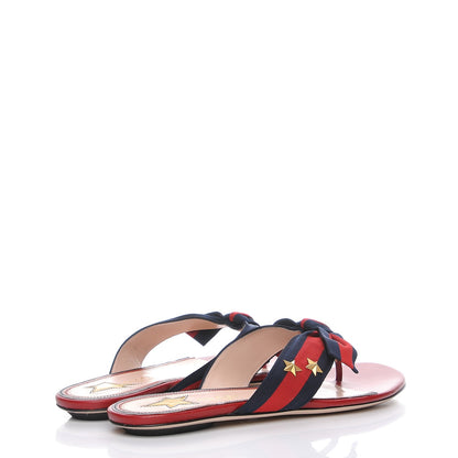 Gucci Grosgrain Web Thong Sandals 38 Hibiscus Red 4 of 7