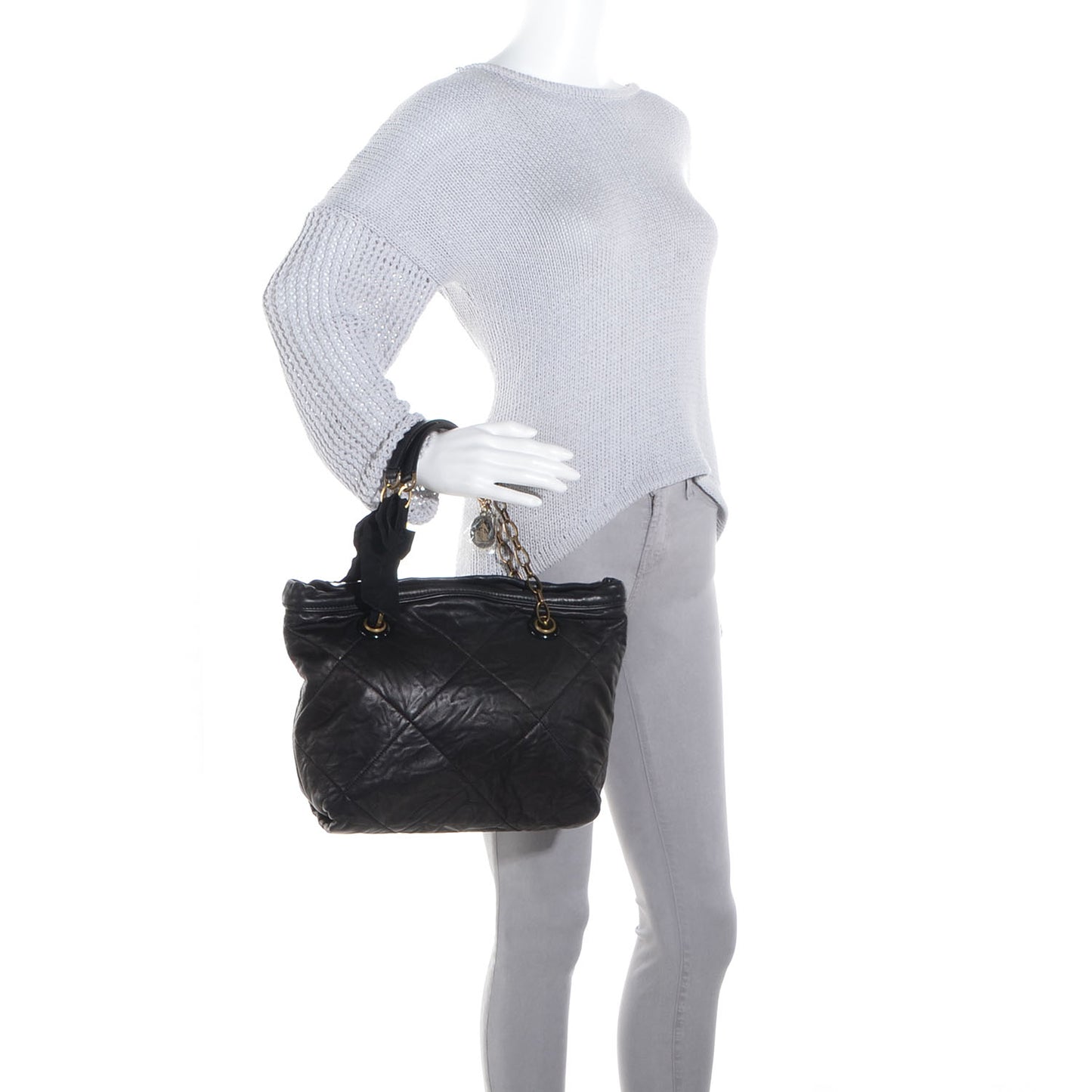 Lambskin Quilted Amalia Mini Cabas Black