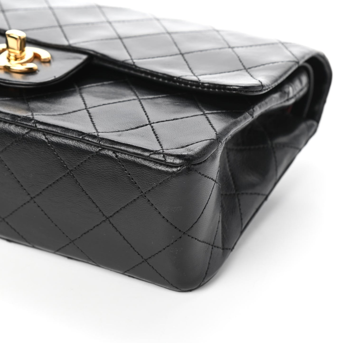 Lambskin Quilted Small Double Flap Black
