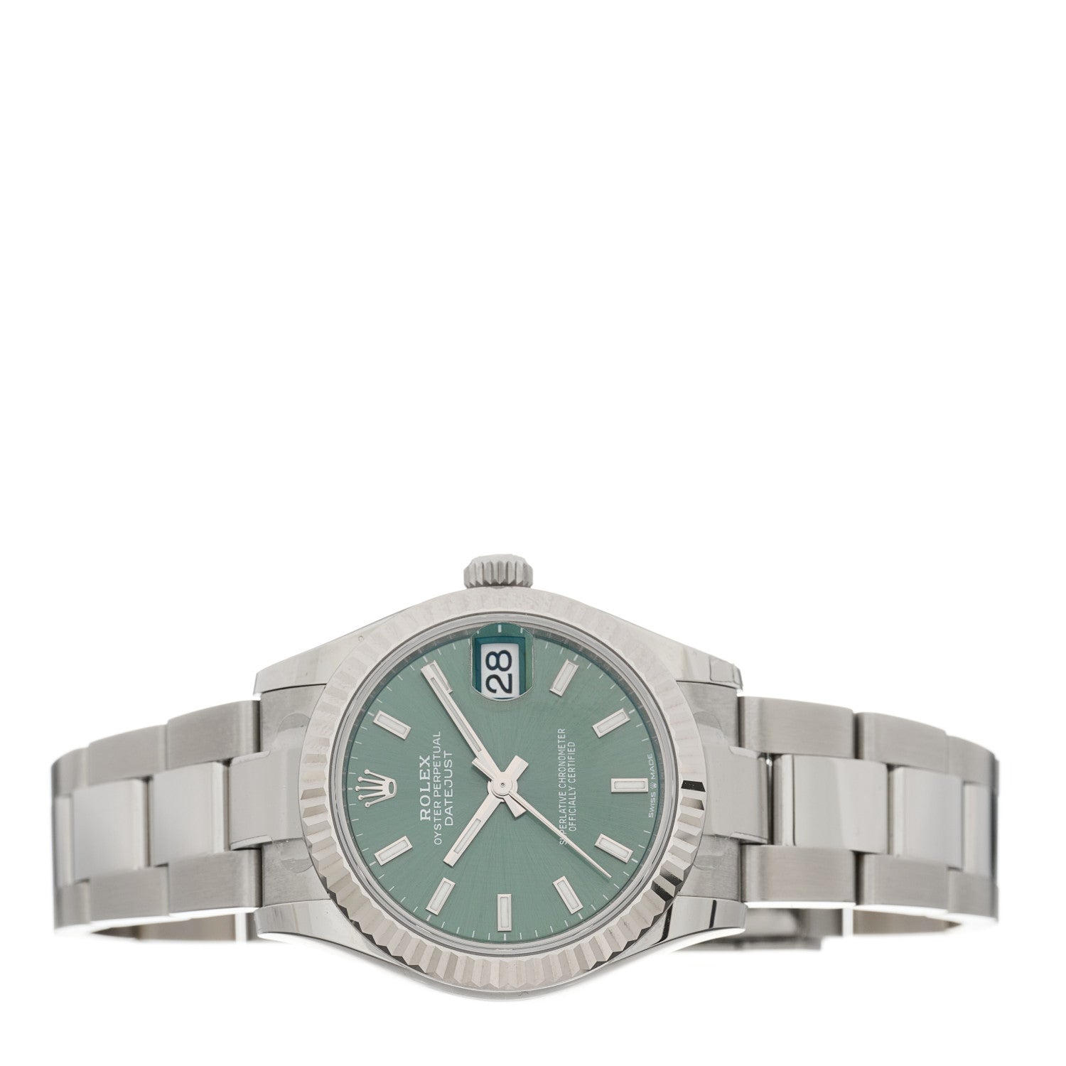 Rolex Stainless Steel 18K White Gold 31mm Oyster Perpetual Datejust Watch Mint Green 278274 2 of 5