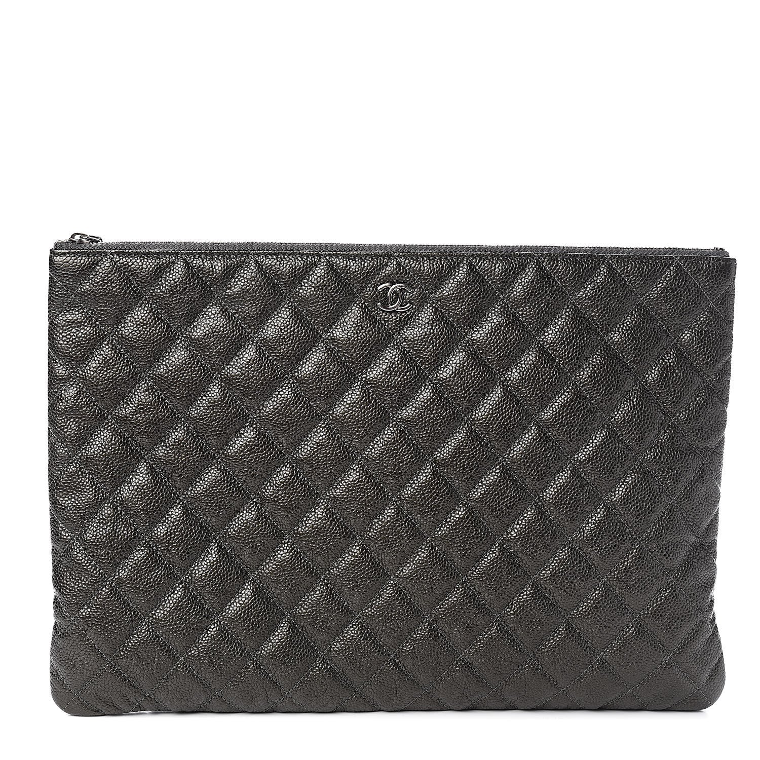 Chanel Caviar Quilted Large Cosmetic Case Dark Charcoal 1 of 9
