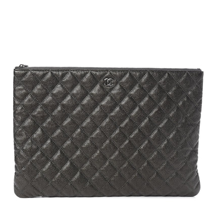 Chanel Caviar Quilted Large Cosmetic Case Dark Charcoal 1 of 9