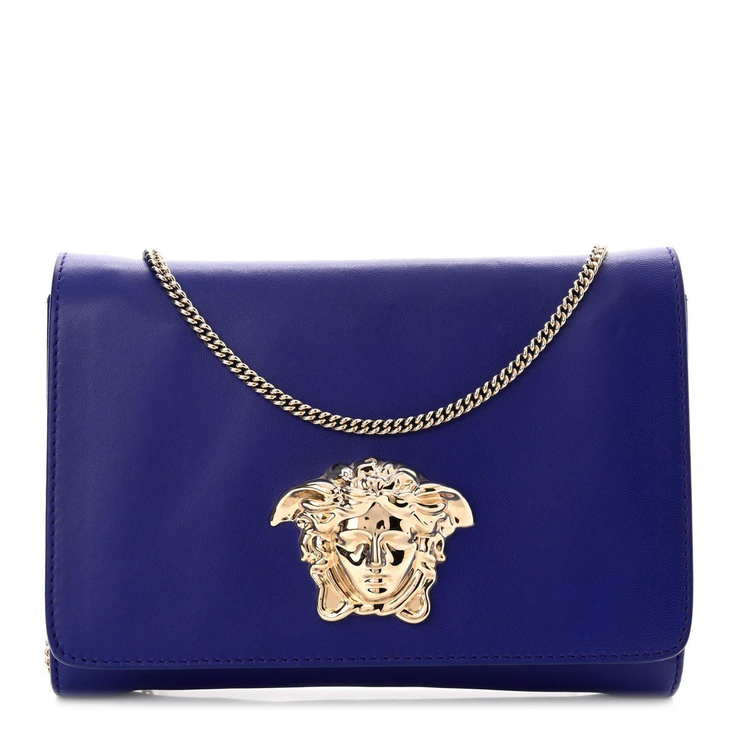 Lambskin Palazzo Chain Evening Bag Blue