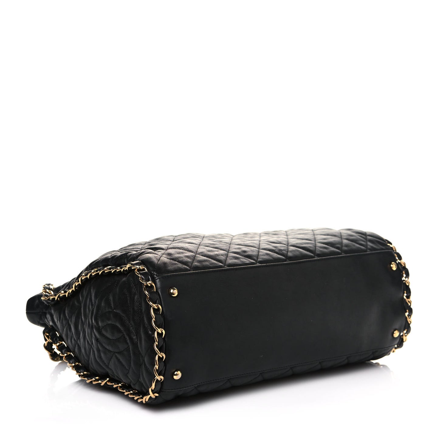 Calfskin Quilted Large Chain Me Hobo Black