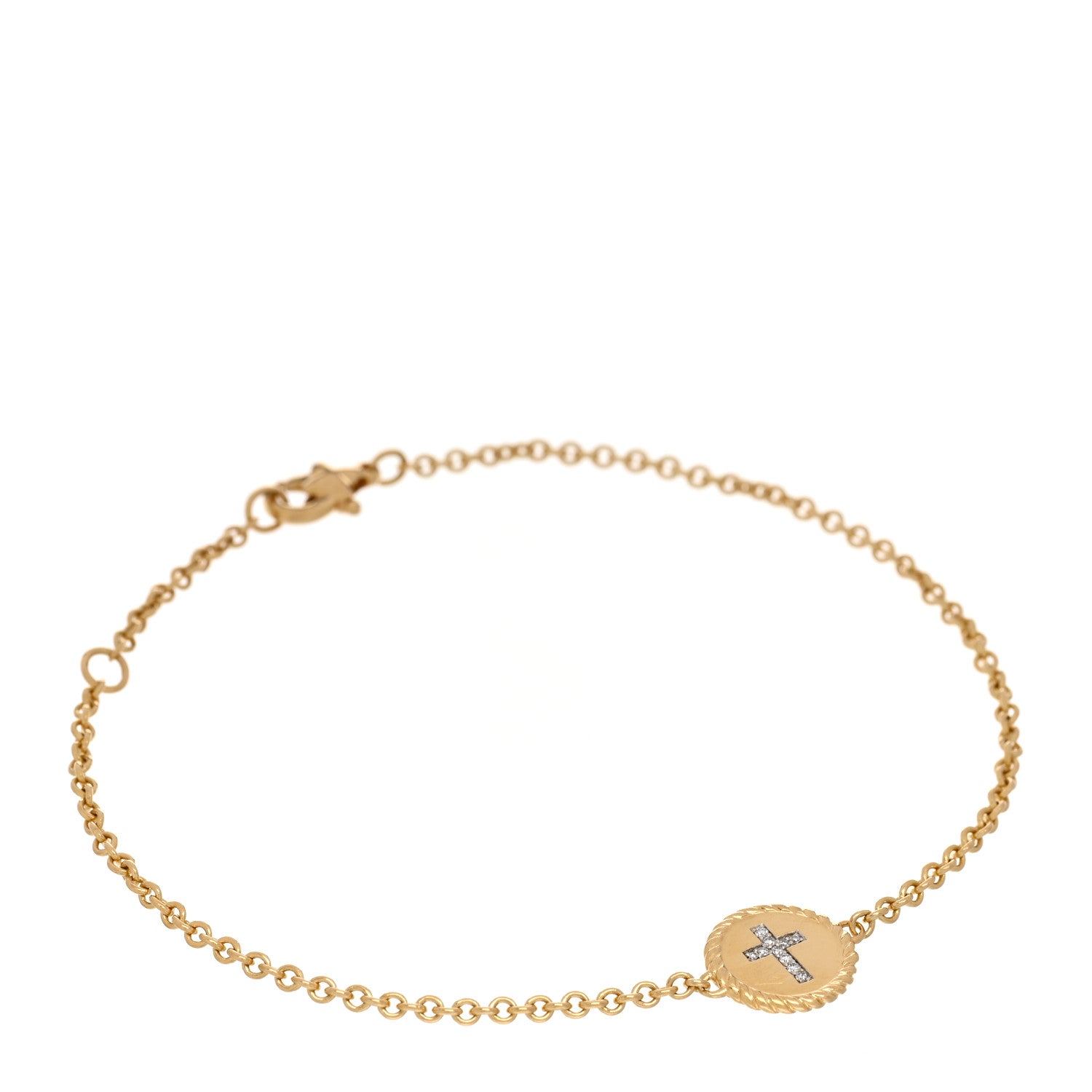 David Yurman 18K Yellow Gold Diamond Cable Collectibles Cross Bracelet 1 of 3