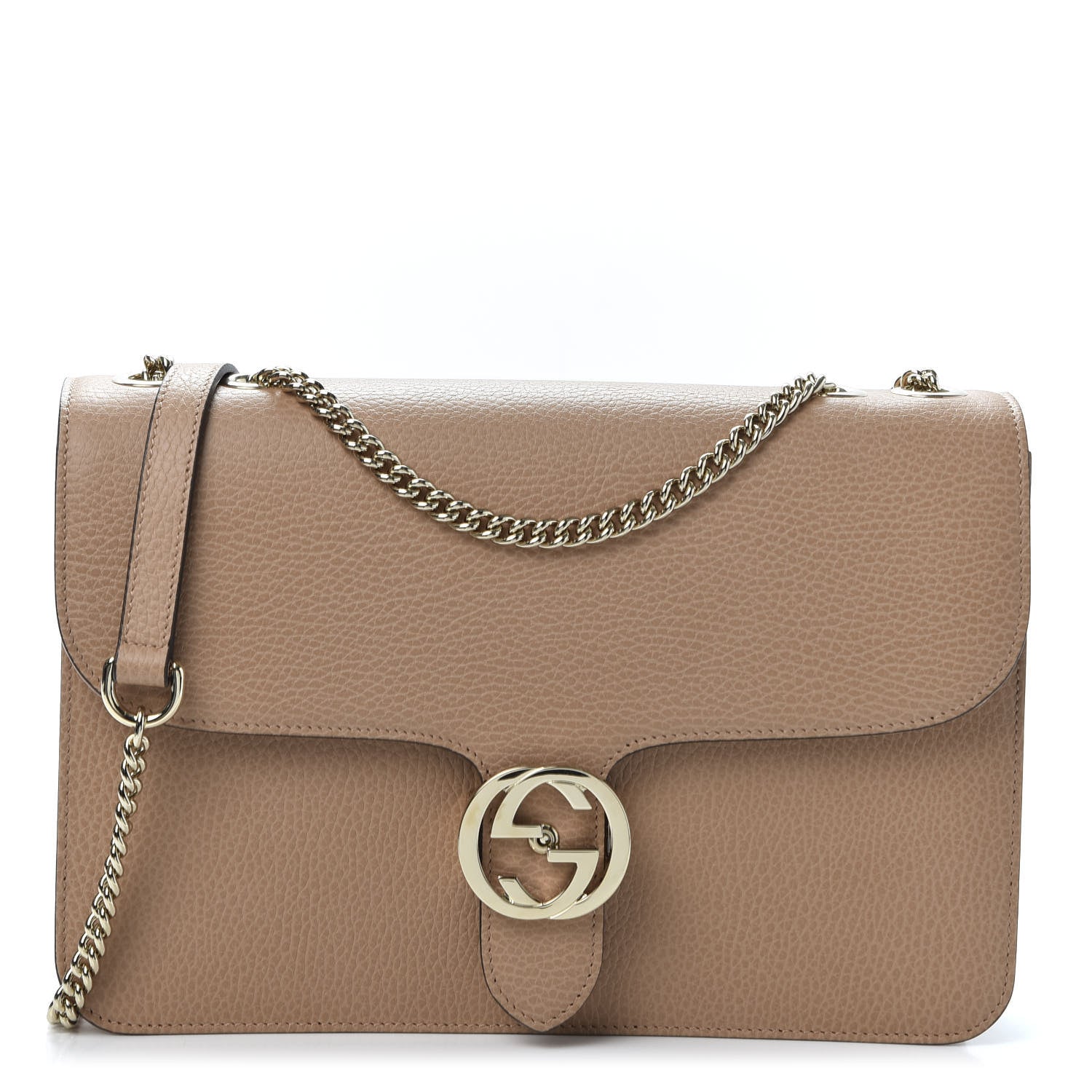 Gucci Dollar Calfskin Interlocking G Shoulder Bag Camelia 1 of 9