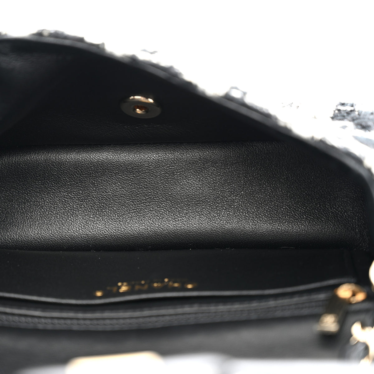 Chanel Tweed Quilted Mini Rectangular Flap Black Ecru White 5 of 12