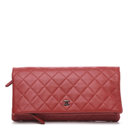 Chanel Lambskin Quilted CC Beauty Clutch Red 1 of 10