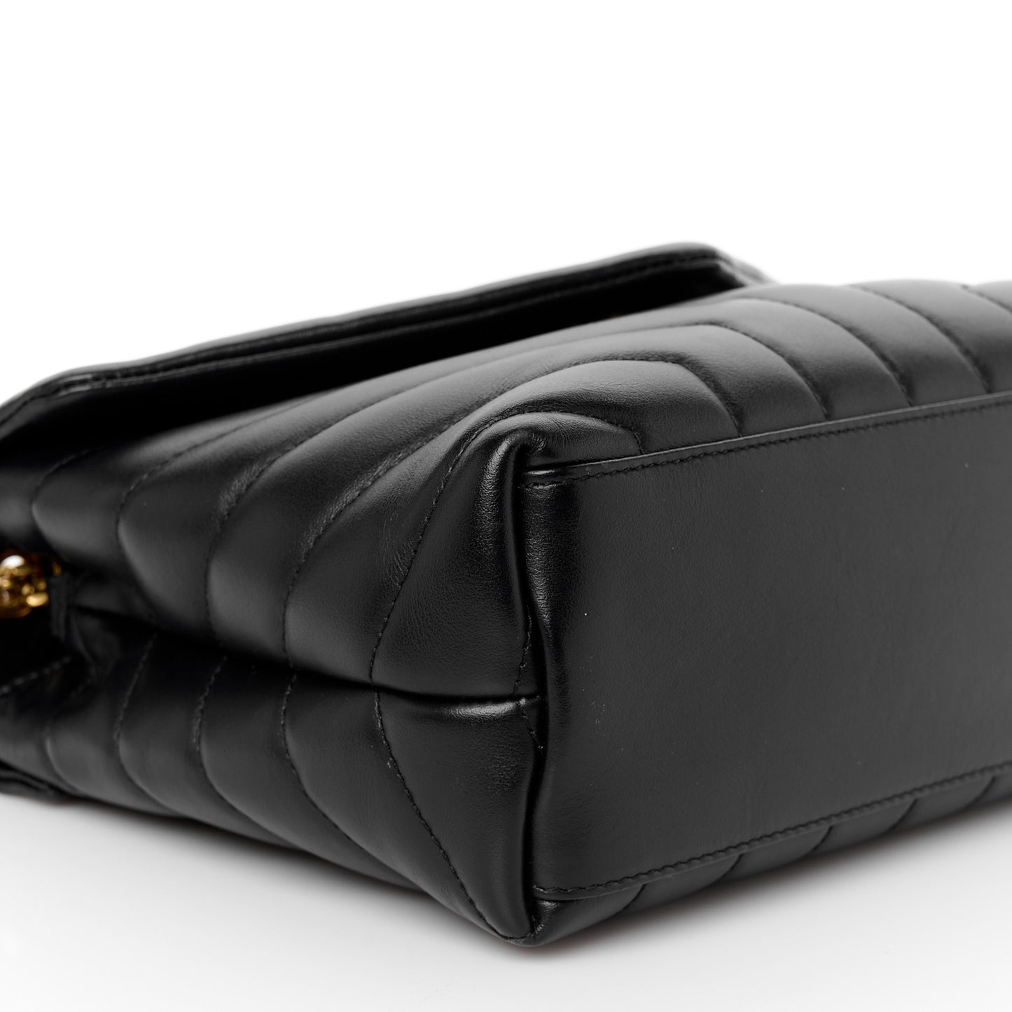 Calfskin Y Quilted Monogram Small Loulou Chain Satchel Black