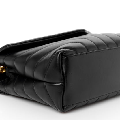 Saint Laurent Calfskin Y Quilted Monogram Small Loulou Chain Satchel Black 10 of 11