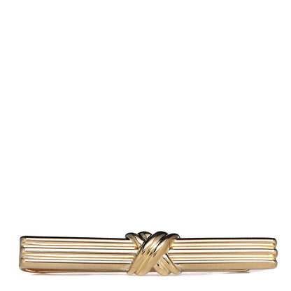 Tiffany 18K Yellow Gold Signature X Tie Clip 1 of 4