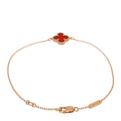 Van Cleef & Arpels 18K Rose Gold Carnelian Sweet Alhambra Bracelet 2 of 4