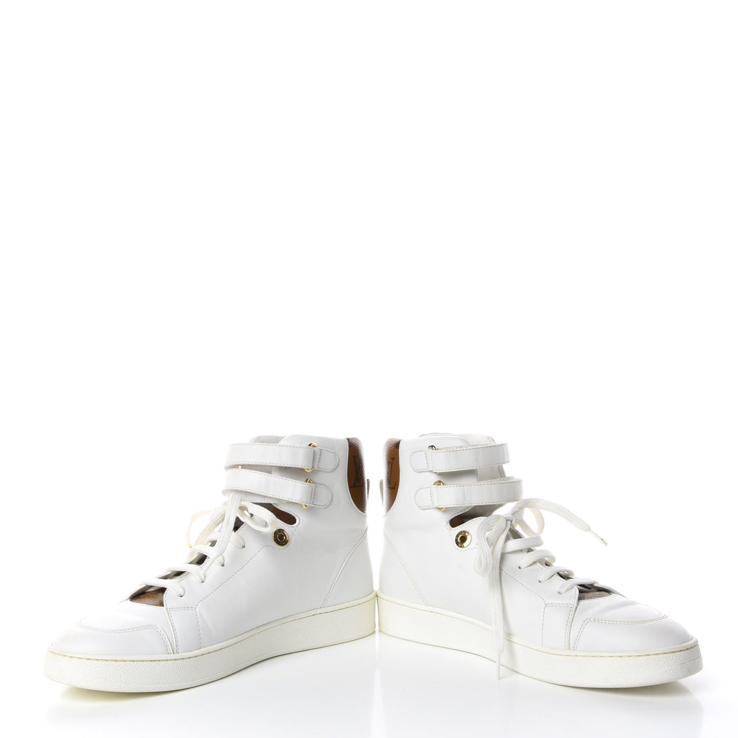 Calfskin Reverse Monogram Boombox High Top Sneakers 38 White