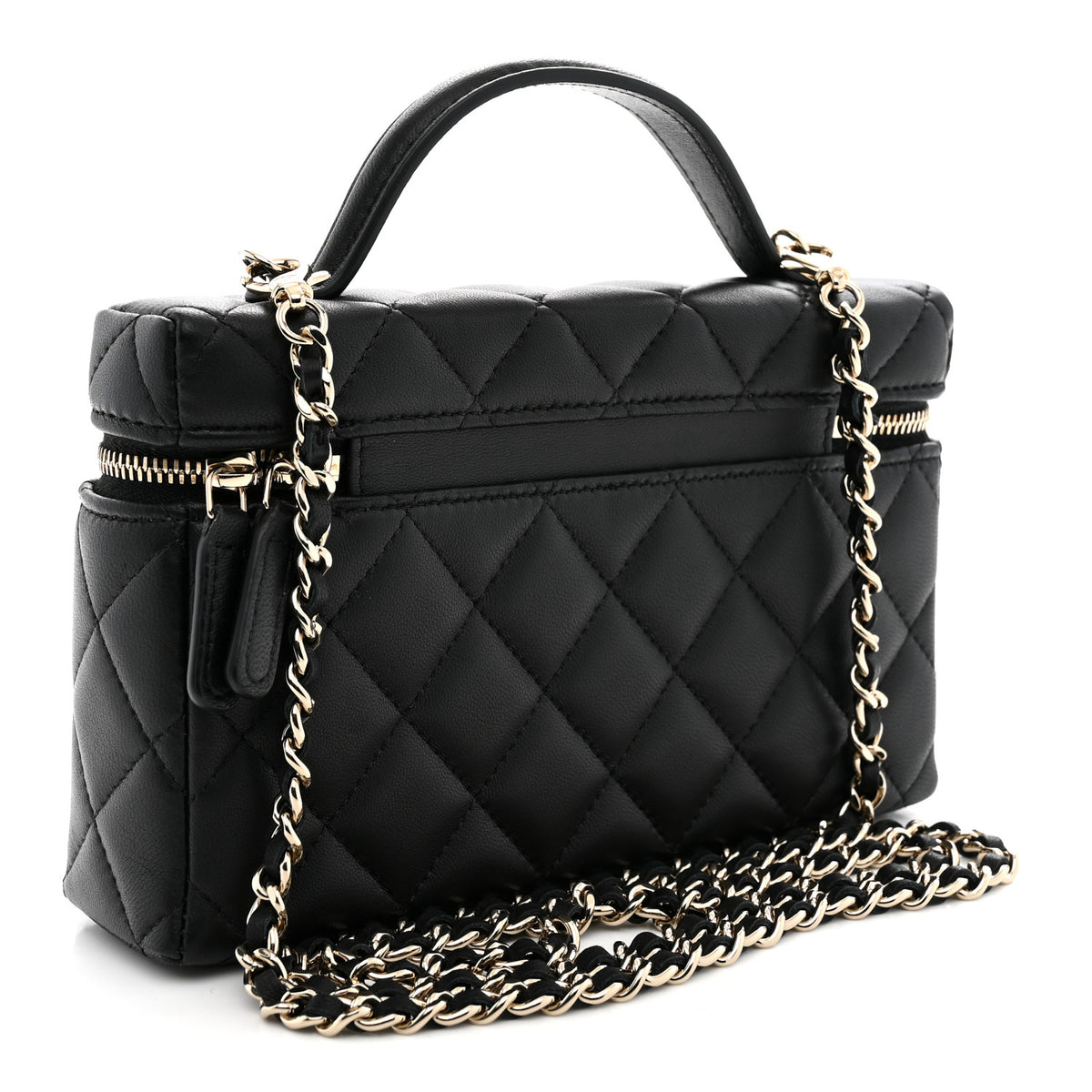 Chanel Lambskin Quilted Top Handle Slim Vanity With Chain Black 3 of 11