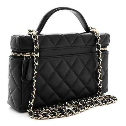 Chanel Lambskin Quilted Top Handle Slim Vanity With Chain Black 3 of 11